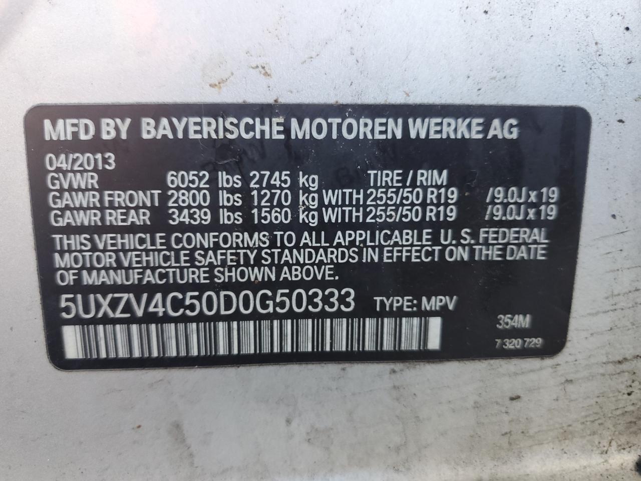 2013 BMW X5 xDrive35I VIN: 5UXZV4C50D0G50333 Lot: 84471345