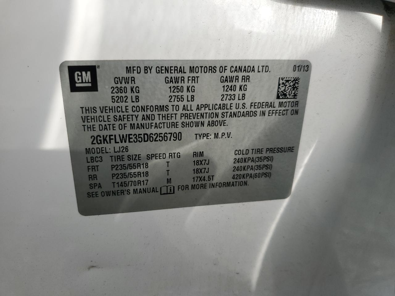 2013 GMC Terrain Slt VIN: 2GKFLWE35D6256790 Lot: 85481555