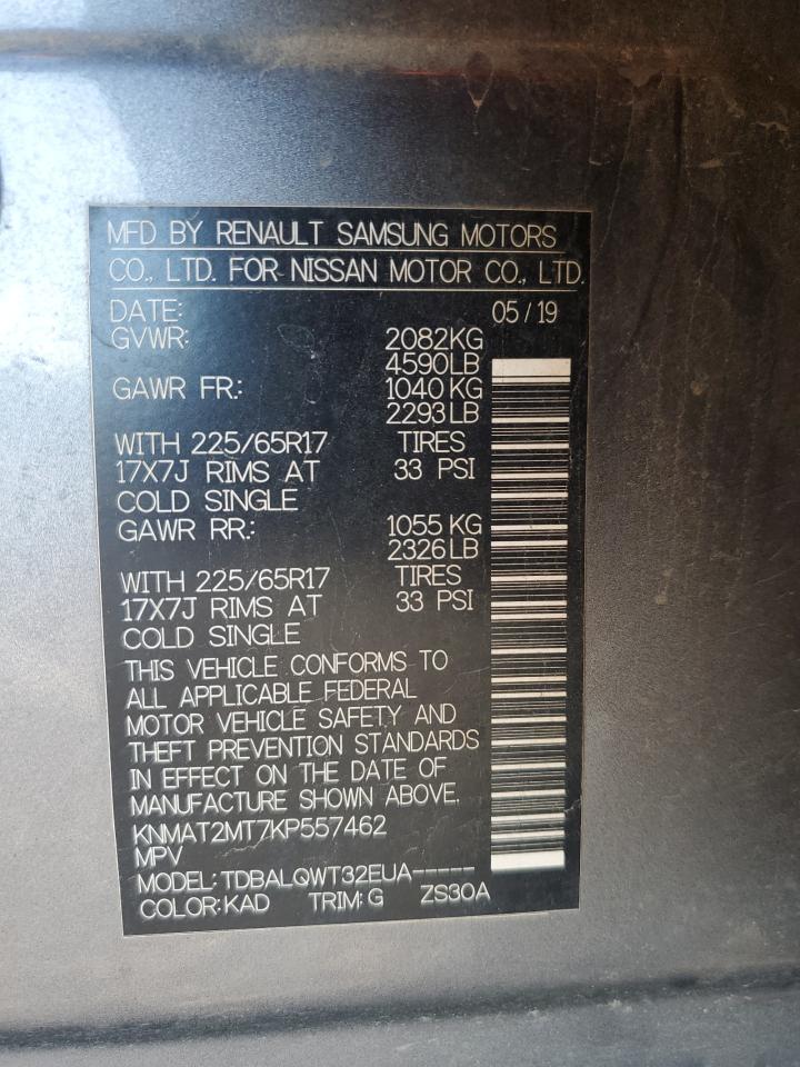 2019 Nissan Rogue S VIN: KNMAT2MT7KP557462 Lot: 86302975