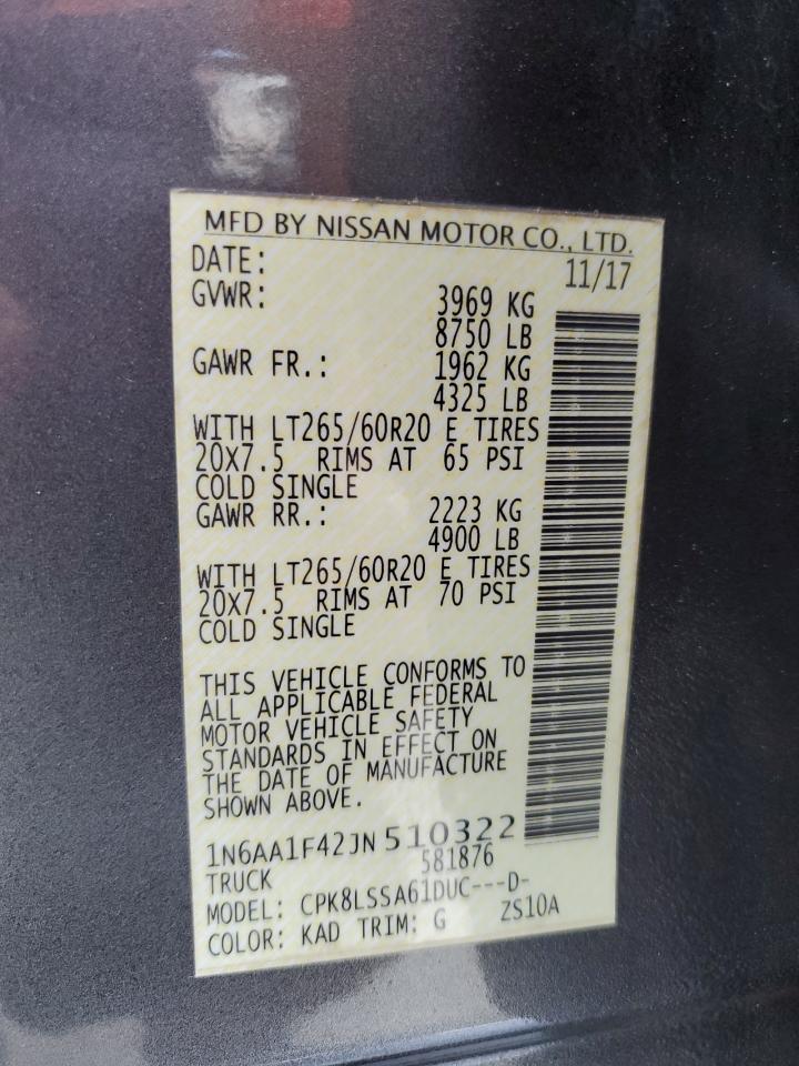 2018 Nissan Titan Xd Sl VIN: 1N6AA1F42JN510322 Lot: 87025765