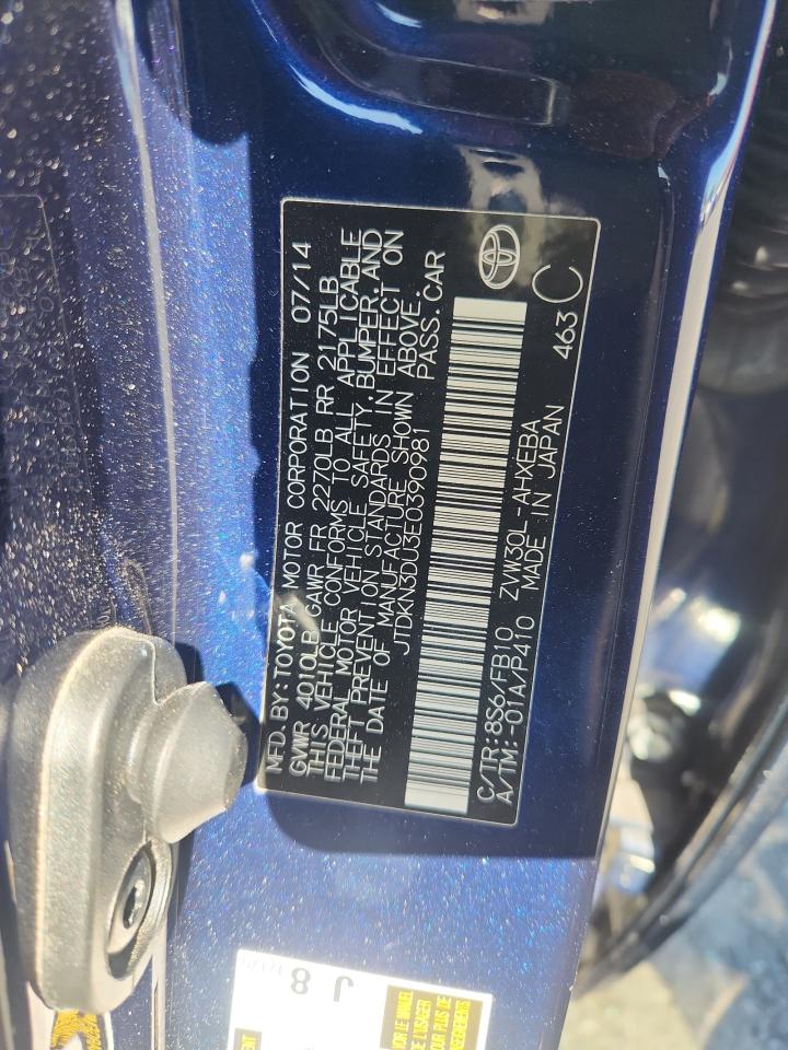 2014 Toyota Prius VIN: JTDKN3DU3E0390981 Lot: 82243555