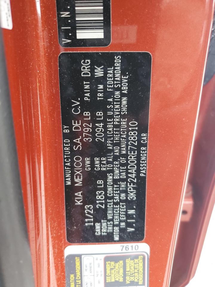 2024 Kia Forte Lx VIN: 3KPF24AD0RE728810 Lot: 82378165