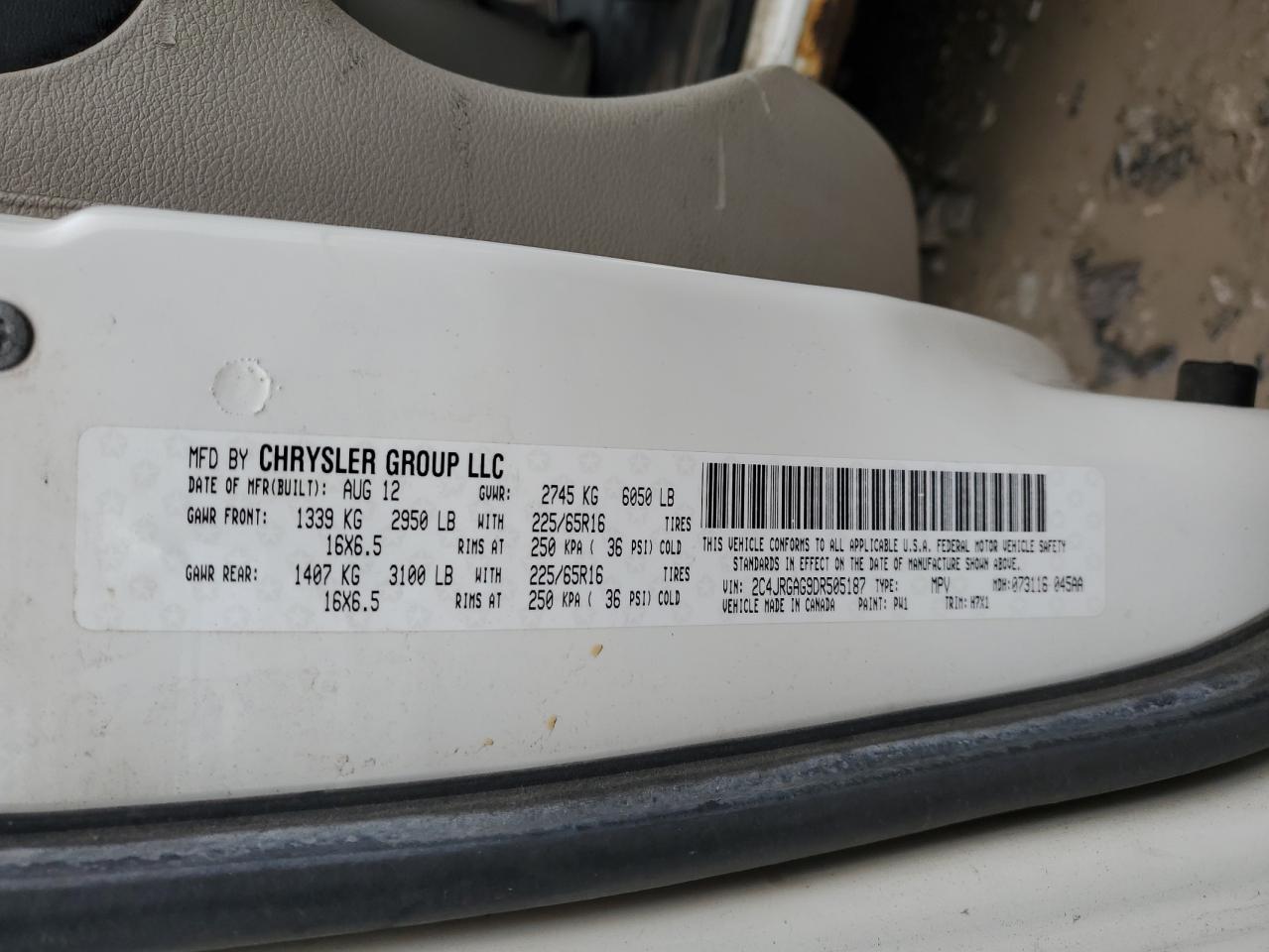 2013 Ram Tradesman VIN: 2C4JRGAG9DR505187 Lot: 86498255