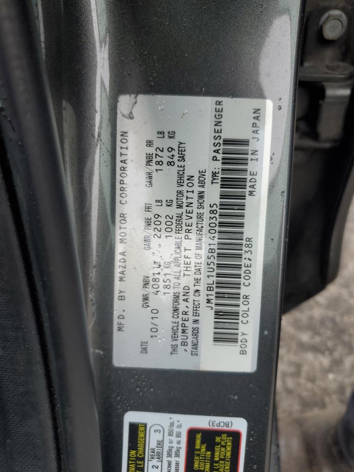 2011 Mazda 3 S VIN: JM1BL1U55B1400385 Lot: 90022035