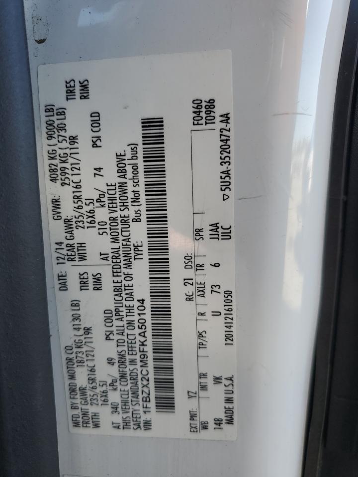 2015 Ford Transit T-350 VIN: 1FDZX2CM7FKA23541 Lot: 85545685