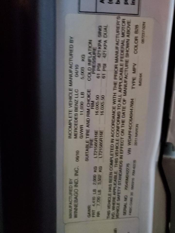 2010 Mercedes-Benz Sprinter 3500 VIN: WDAPF4CC6A9447684 Lot: 82561865