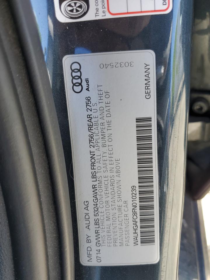 2015 Audi A6 Prestige VIN: WAUHGAFC8FN010239 Lot: 85193365