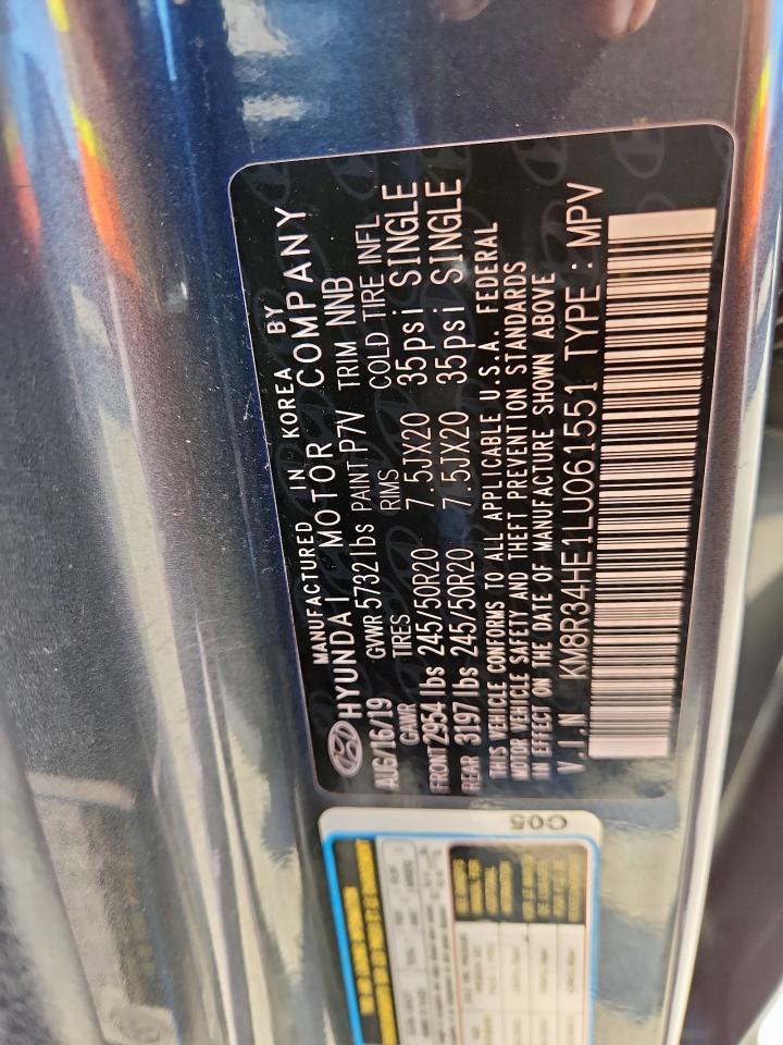 2020 Hyundai Palisade Sel VIN: KM8R34HE1LU061551 Lot: 90675295