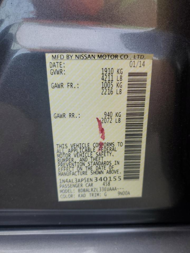 2014 Nissan Altima 2.5 VIN: 1N4AL3AP5EN340155 Lot: 85573755