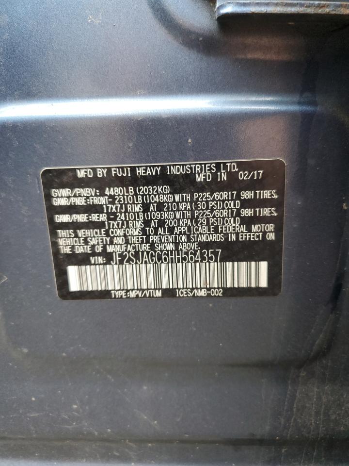 2017 Subaru Forester 2.5I Premium VIN: JF2SJAGC6HH564357 Lot: 85347445