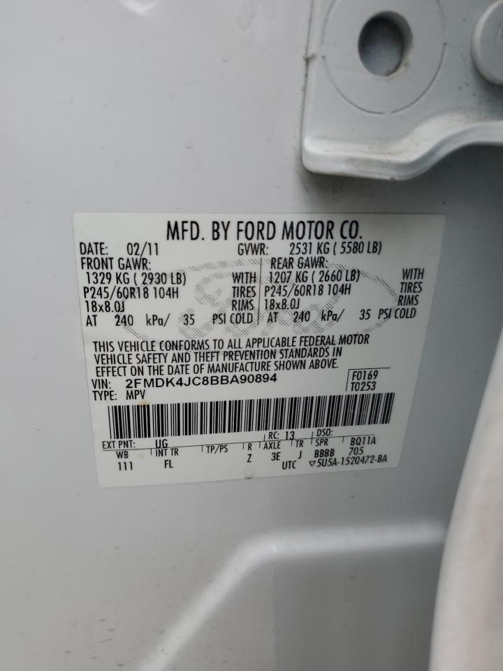 2011 Ford Edge Sel VIN: 2FMDK4JC8BBA90894 Lot: 82009375