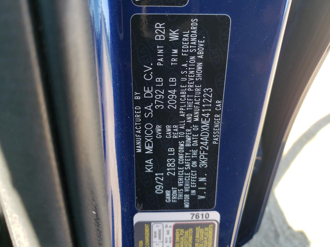 2021 Kia Forte Fe VIN: 3KPF24ADXME411223 Lot: 81953025