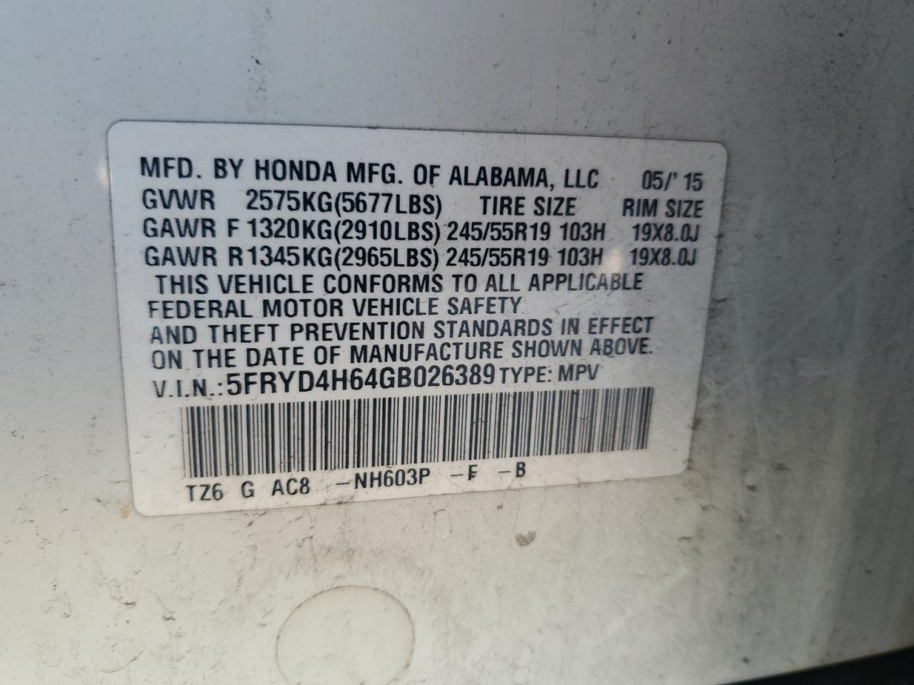 2016 Acura Mdx Technology VIN: 5FRYD4H64GB026389 Lot: 84228575