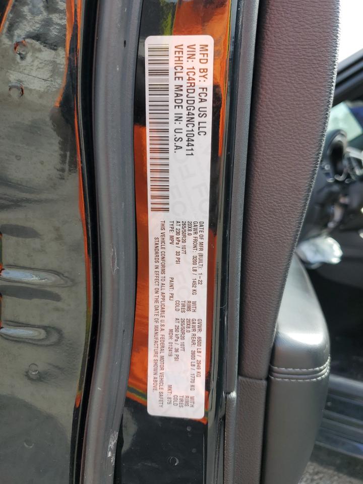 2022 Dodge Durango Gt VIN: 1C4RDJDG4NC104411 Lot: 85543055