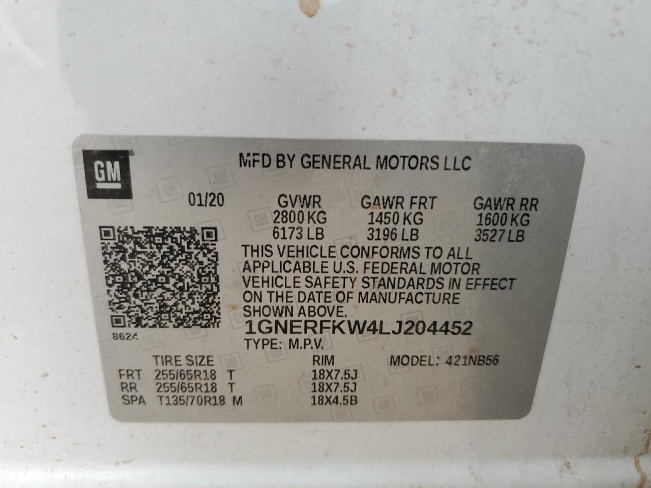 2020 Chevrolet Traverse Ls VIN: 1GNERFKW4LJ204452 Lot: 71129085