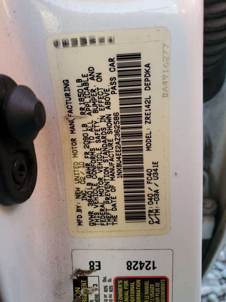 2010 Toyota Corolla Base VIN: 1NXBU4EE2AZ362586 Lot: 85730985