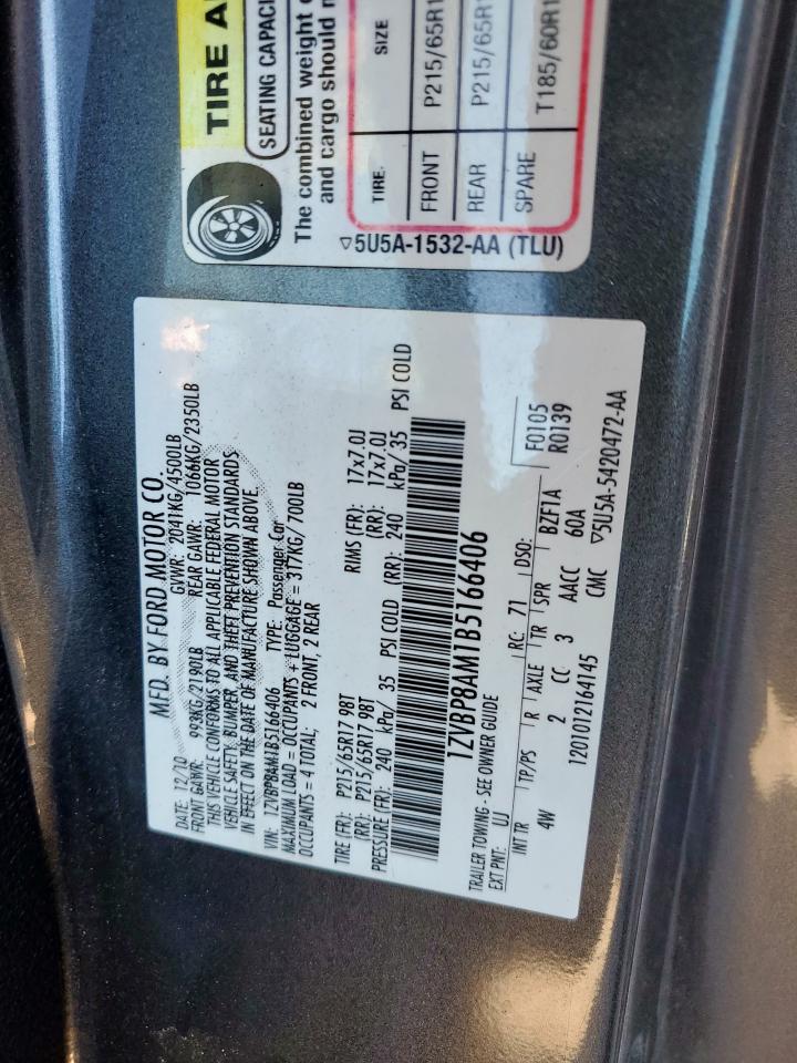 2011 Ford Mustang VIN: 1ZVBP8AM1B5166406 Lot: 86176825