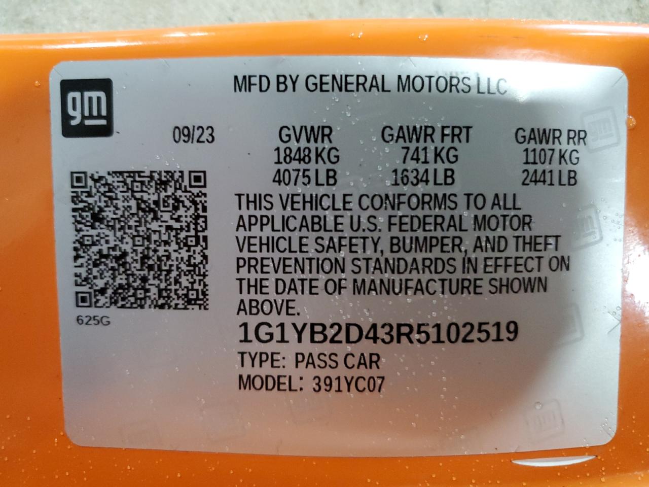 2024 Chevrolet Corvette Stingray 2Lt VIN: 1G1YB2D43R5102519 Lot: 70215455