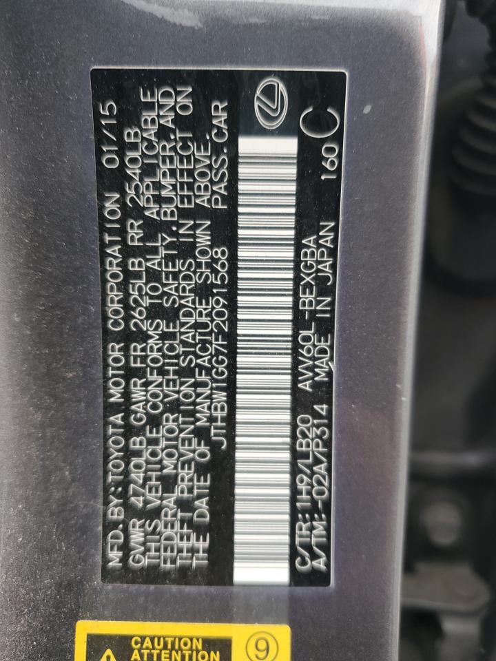 2015 Lexus Es 300H VIN: JTHBW1GG7F2091568 Lot: 86217865