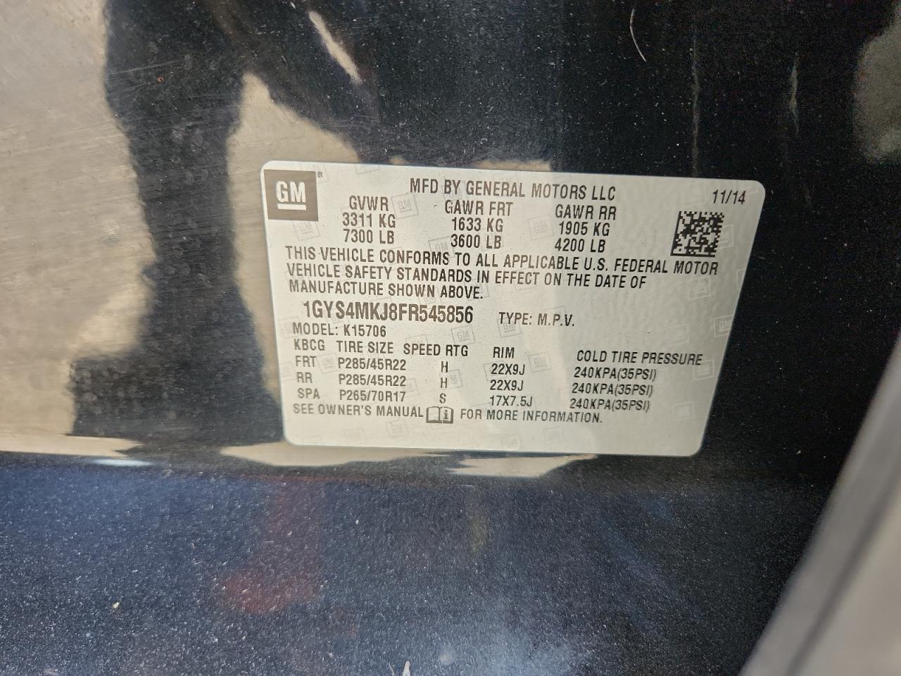 2015 Cadillac Escalade Luxury VIN: 1GYS4MKJ8FR545856 Lot: 87223305