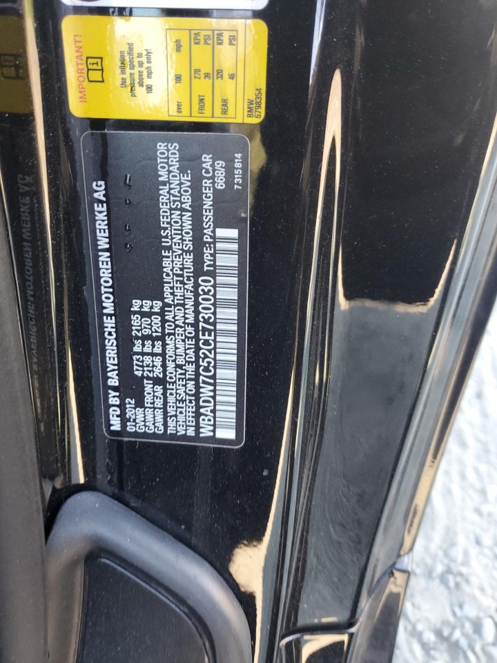 2012 BMW 328 I Sulev VIN: WBADW7C52CE730030 Lot: 85682375