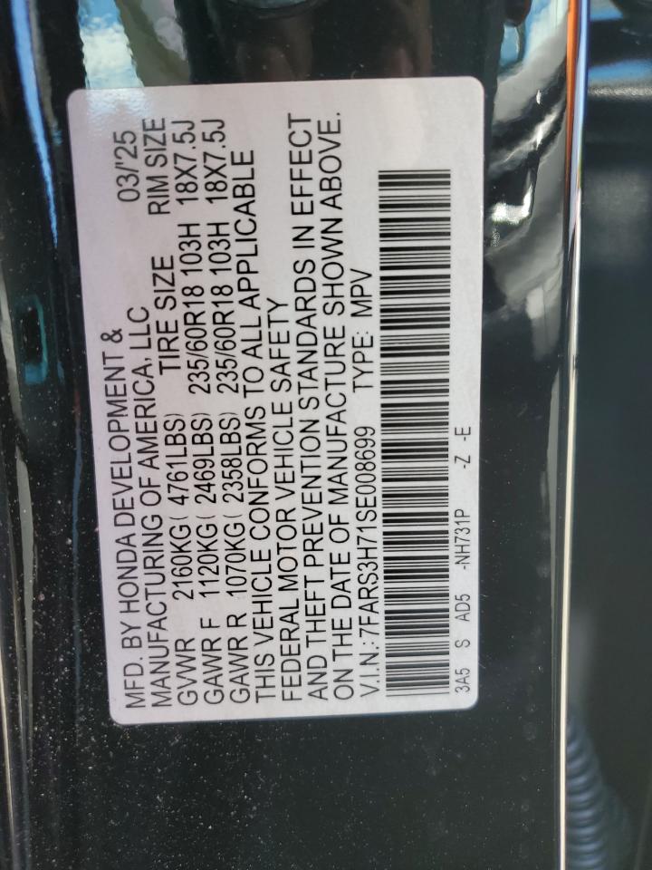 2025 Honda Cr-V Exl VIN: 7FARS3H71SE008699 Lot: 86173235