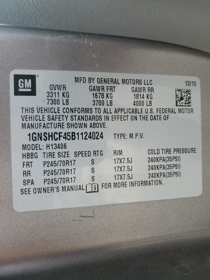 2011 Chevrolet Express G1500 Lt VIN: 1GNSHCF45B1124024 Lot: 85869725