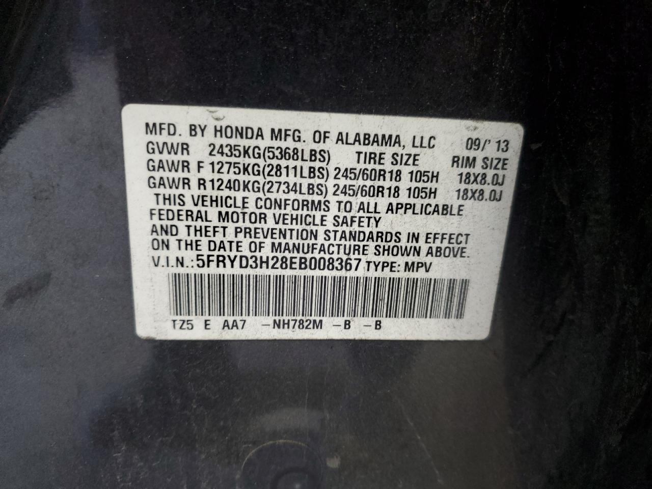 2014 Acura Mdx VIN: 5FRYD3H28EB008367 Lot: 81965755