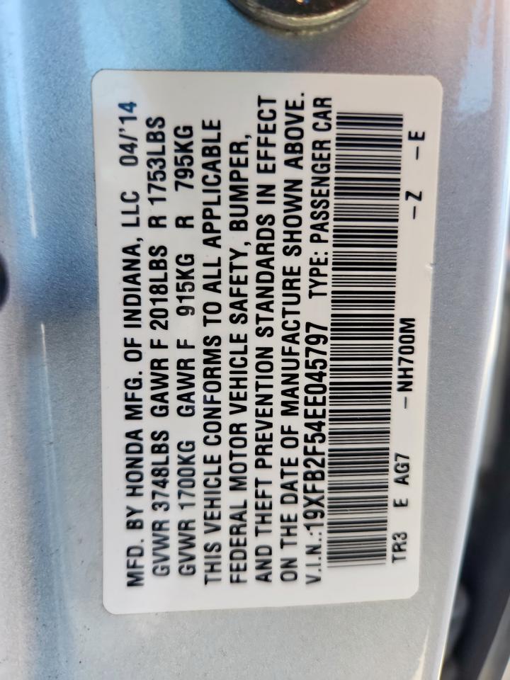 2014 Honda Civic Lx VIN: 19XFB2F54EE045797 Lot: 85917005