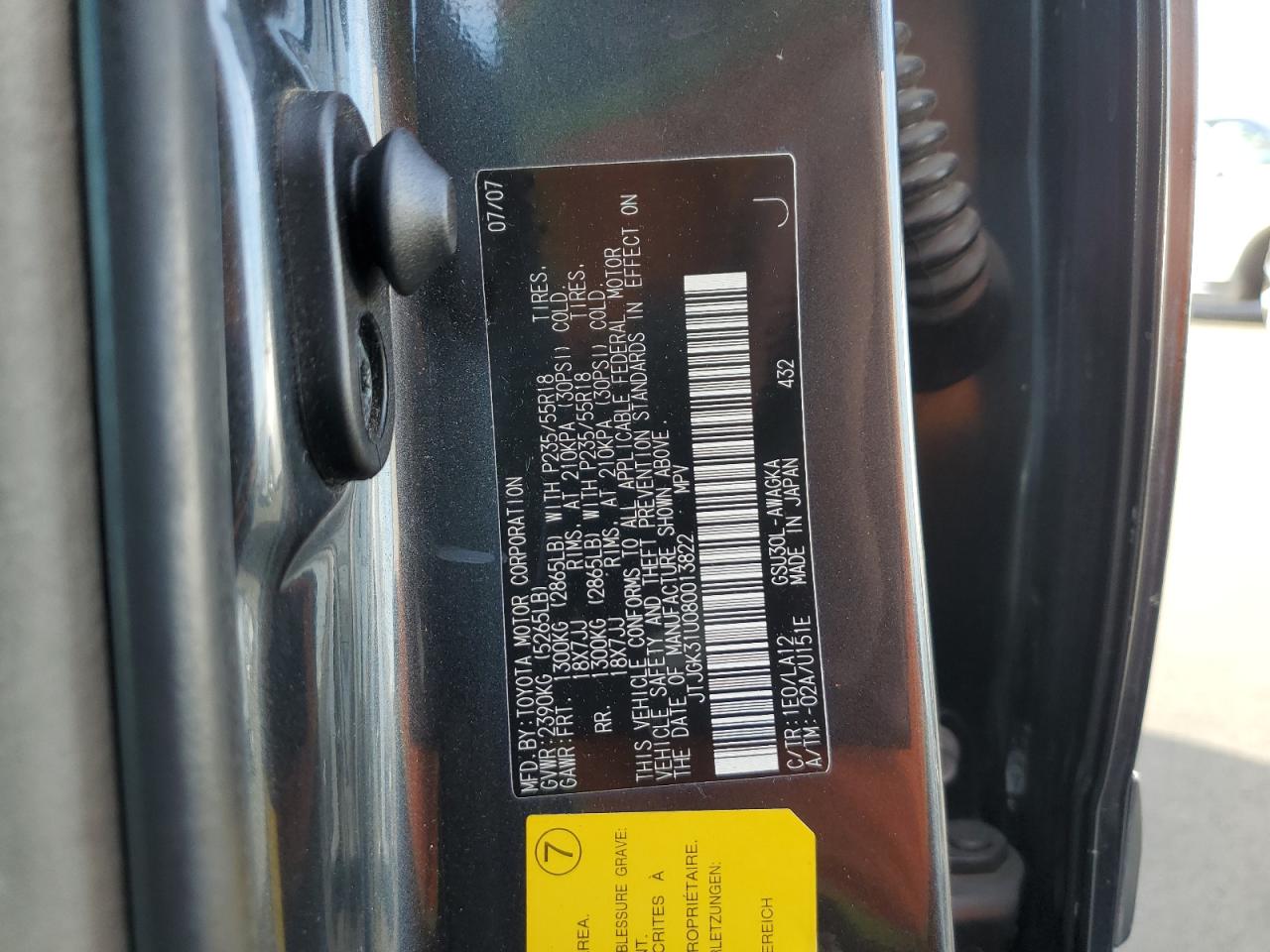 2008 Lexus Rx 350 VIN: JTJGK31U080013822 Lot: 82733105