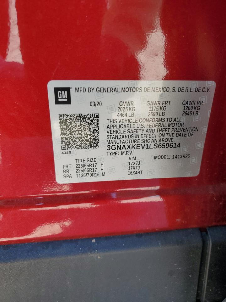 2020 Chevrolet Equinox Lt VIN: 3GNAXKEV1LS659614 Lot: 85128545