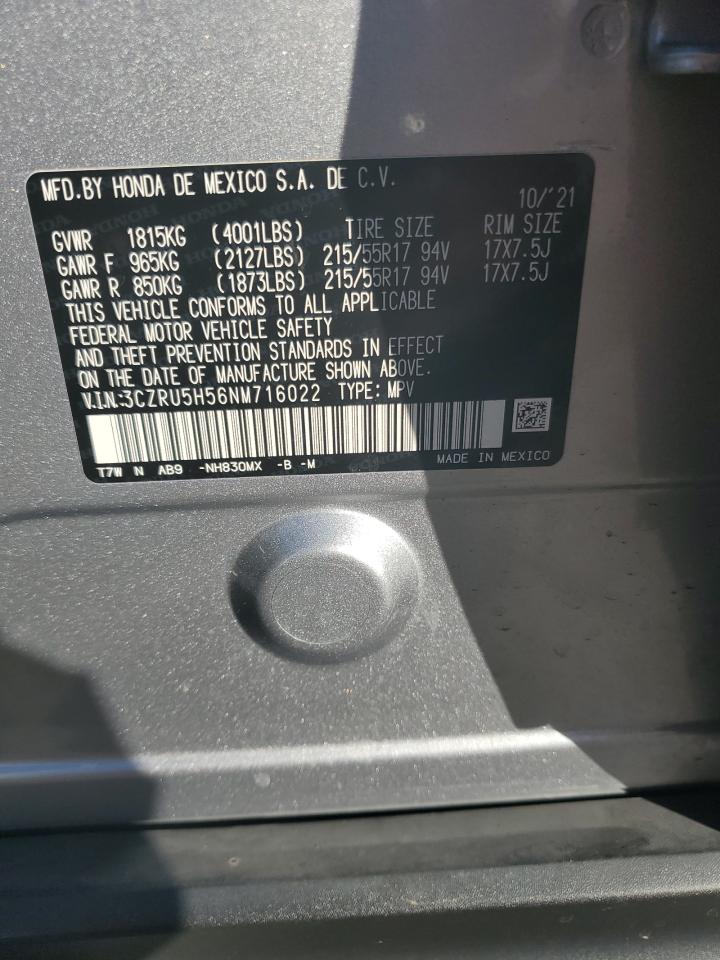 2022 Honda Hr-V Ex VIN: 3CZRU5H56NM716022 Lot: 90925005