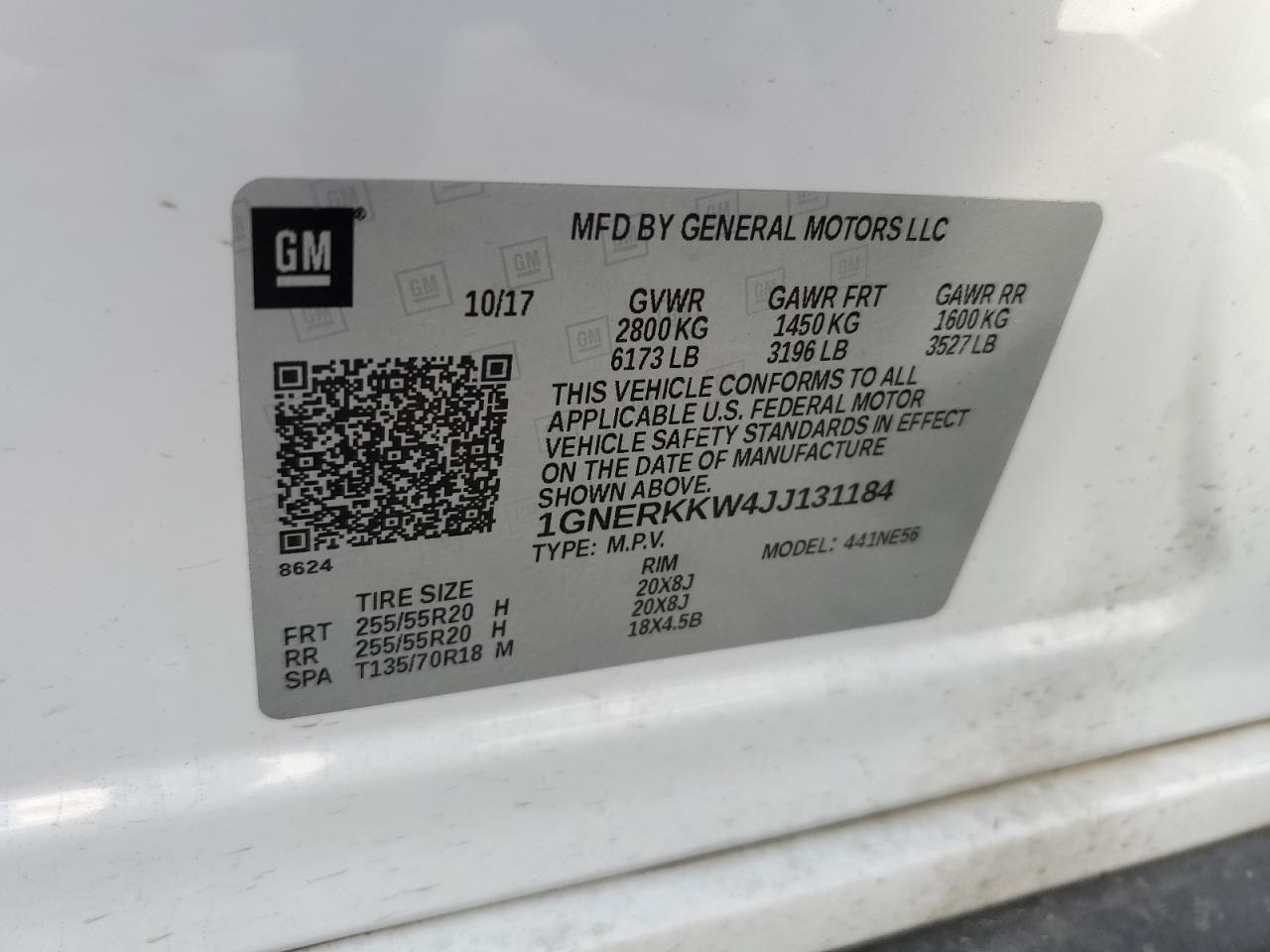 2018 Chevrolet Traverse Premier VIN: 1GNERKKW4JJ131184 Lot: 85093805