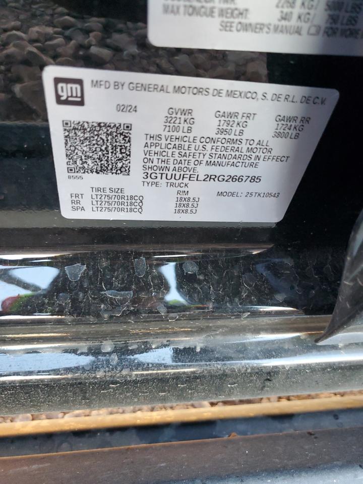 2024 GMC Sierra K1500 At4X VIN: 3GTUUFEL2RG266785 Lot: 89855785