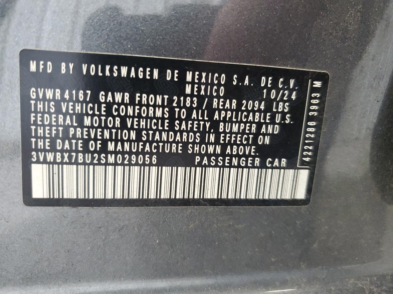 2025 Volkswagen Jetta Sport VIN: 3VWBX7BU2SM029056 Lot: 85475885