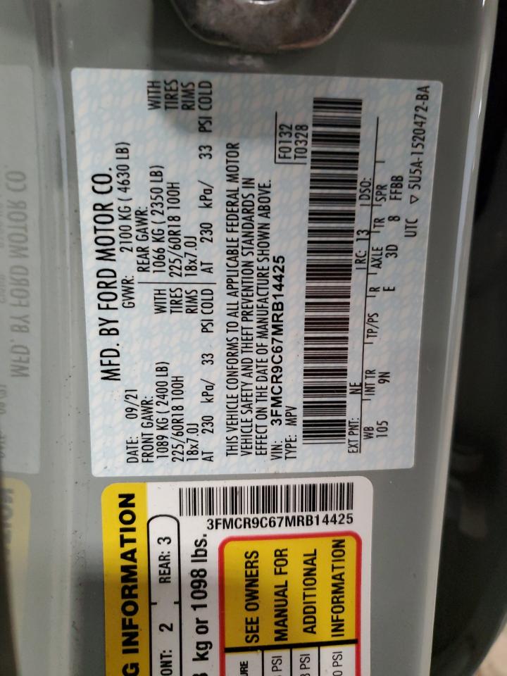 2021 Ford Bronco Sport Outer Banks VIN: 3FMCR9C67MRB14425 Lot: 89660835