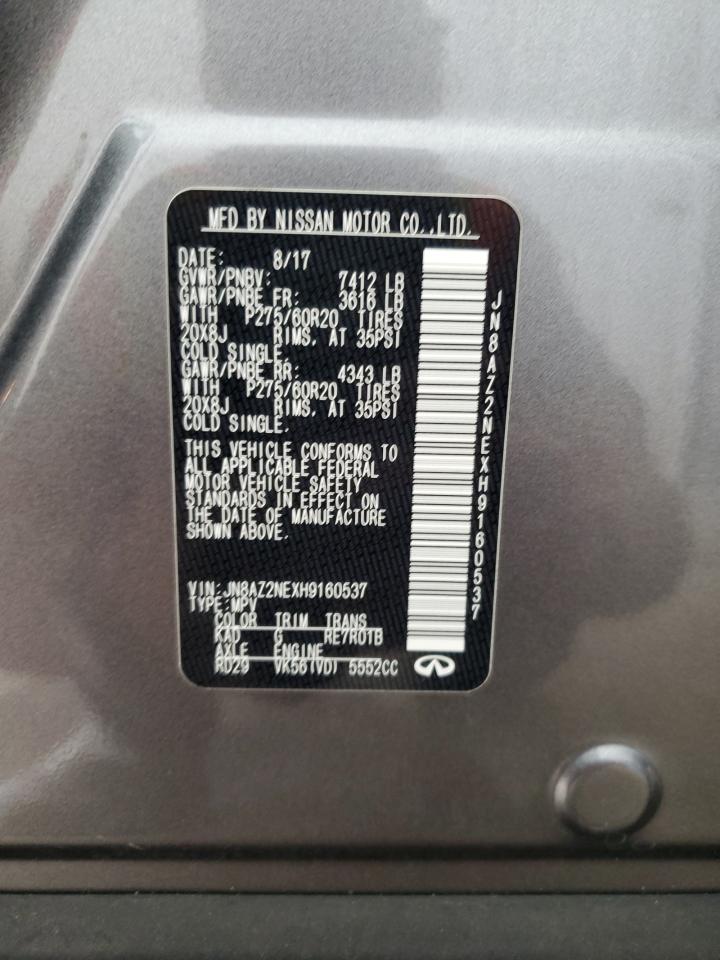2017 Infiniti Qx80 Base VIN: JN8AZ2NEXH9160537 Lot: 85818695