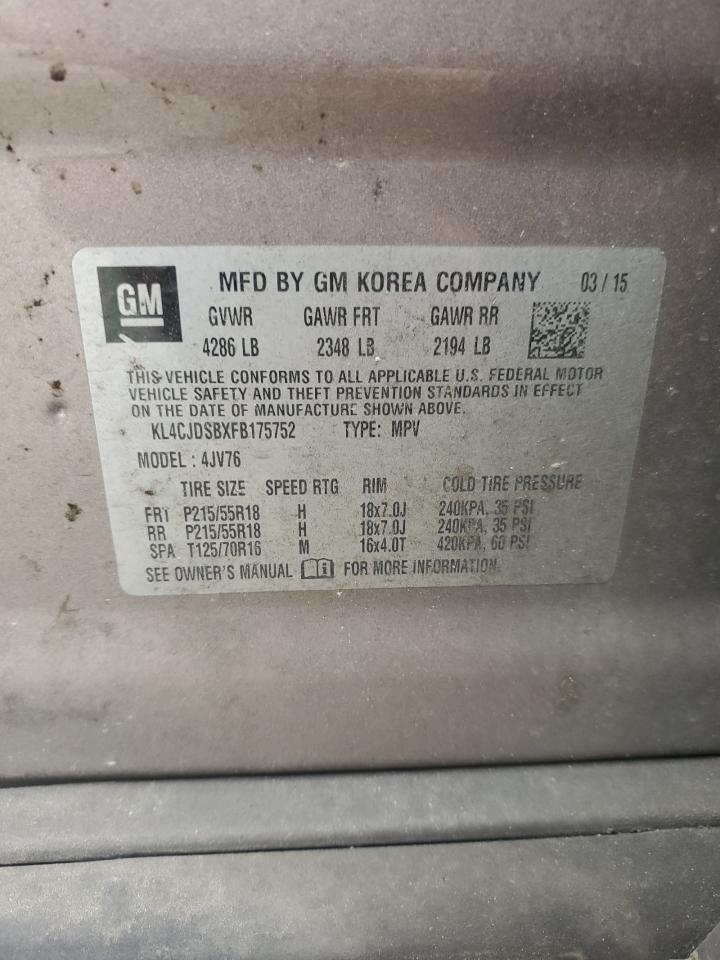 2015 Buick Encore Premium VIN: KL4CJDSBXFB175752 Lot: 85923325