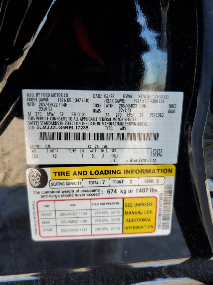 2024 Lincoln Navigator Reserve VIN: 5LMJJ2LG5REL17285 Lot: 87199855