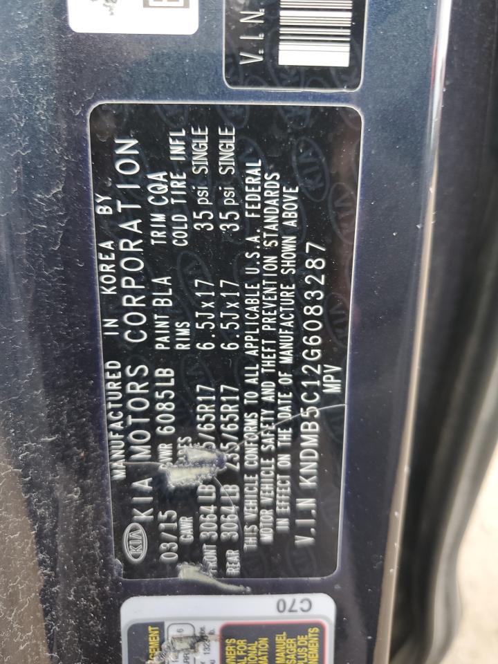 2016 Kia Sedona Lx VIN: KNDMB5C12G6083287 Lot: 82205845