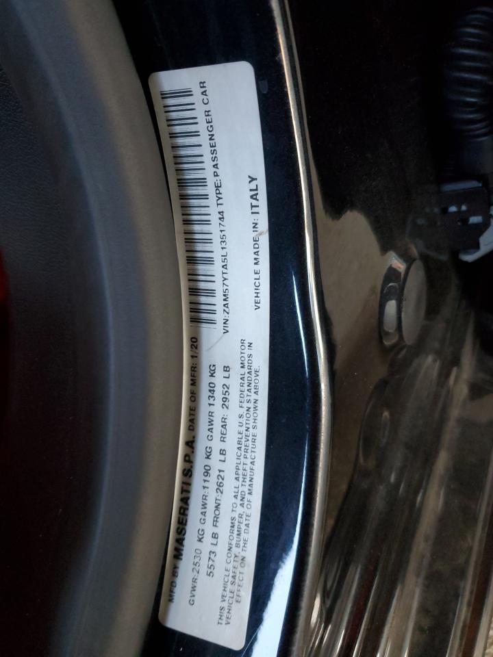 2020 Maserati Ghibli S VIN: ZAM57YTA5L1351744 Lot: 89552955