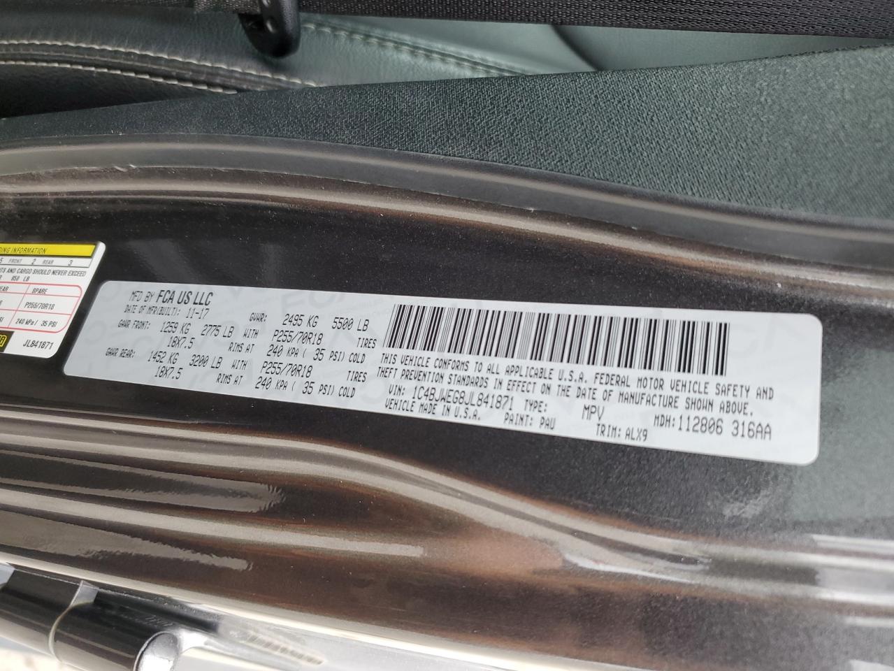 2018 Jeep Wrangler Unlimited Sahara VIN: 1C4BJWEG8JL841871 Lot: 86462225