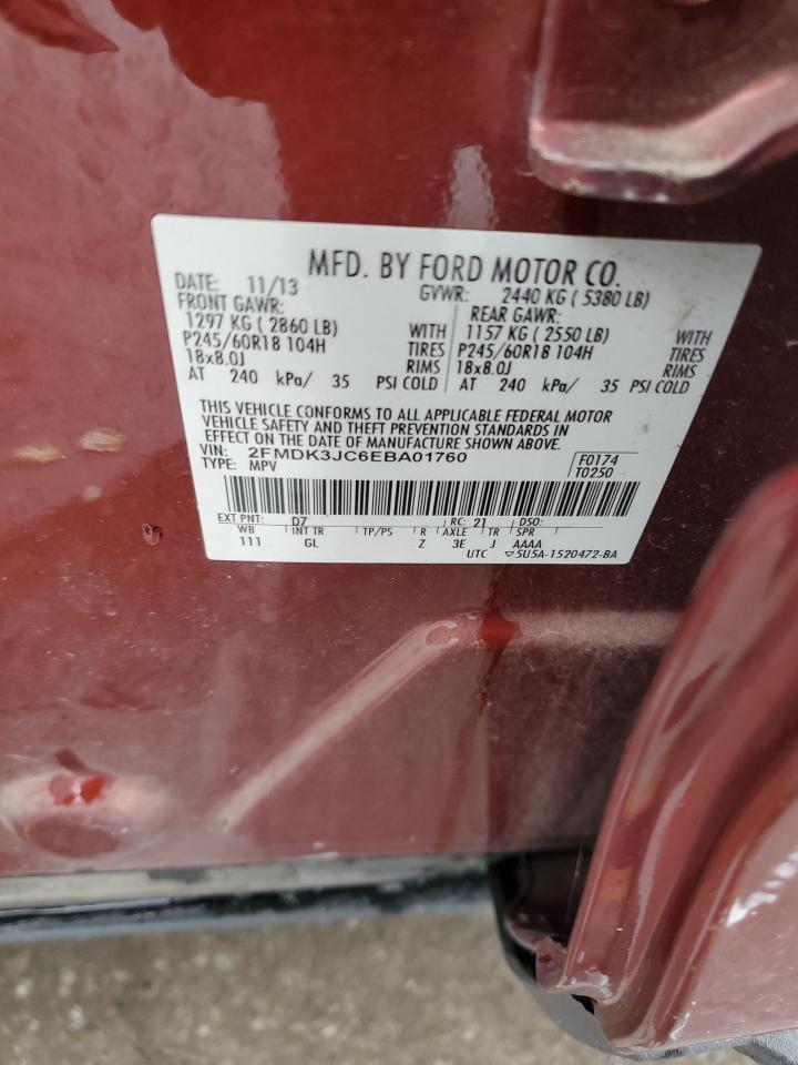 2014 Ford Edge Sel VIN: 2FMDK3JC6EBA01760 Lot: 82787305