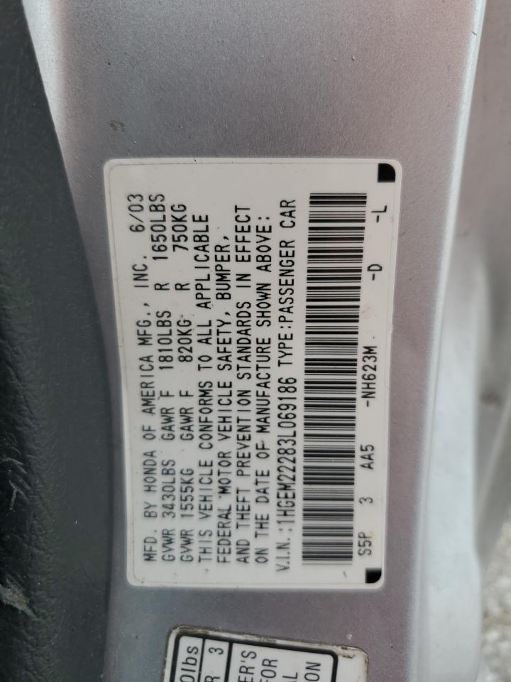 2003 Honda Civic Dx VIN: 1HGEM22283L069186 Lot: 84561655