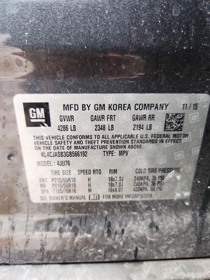 2016 Buick Encore VIN: KL4CJASB3GB566192 Lot: 85703205