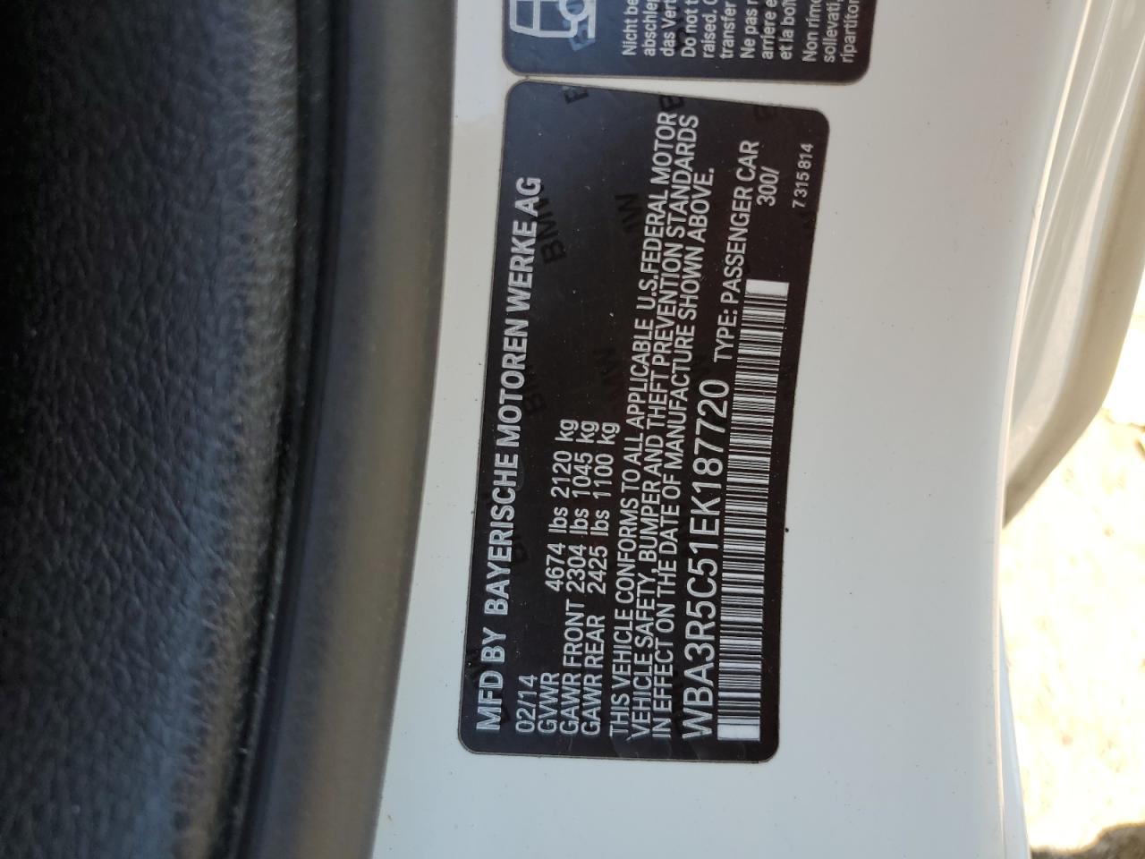 2014 BMW 435 Xi VIN: WBA3R5C51EK187720 Lot: 85167475