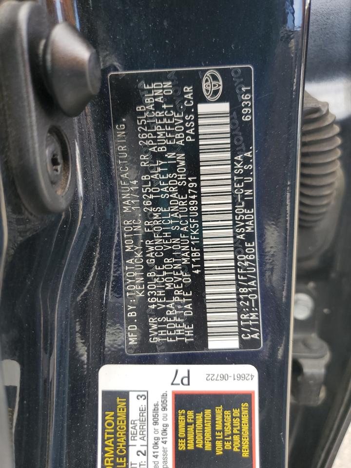 2015 Toyota Camry Le VIN: 4T1BF1FK5FU894791 Lot: 82327015