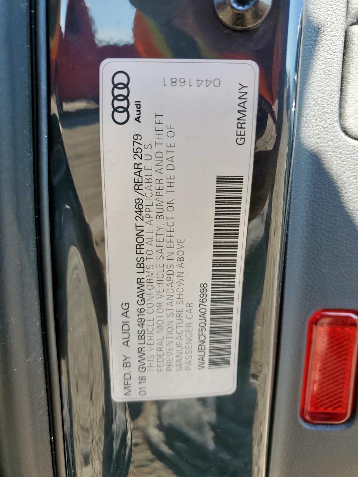 2018 Audi A5 Premium Plus S-Line VIN: WAUENCF50JA076998 Lot: 85755685