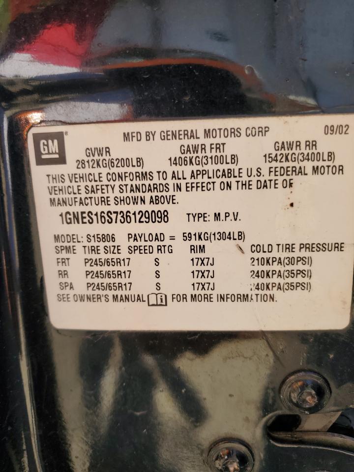 2003 Chevrolet Trailblazer Ext VIN: 1GNES16S736129098 Lot: 85822315