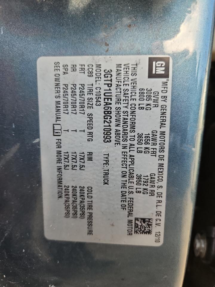 2011 GMC Sierra C1500 Sl VIN: 3GTP1UEA6BG210993 Lot: 80325345